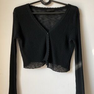 Elegant Black Ribbed Crop Top transparent